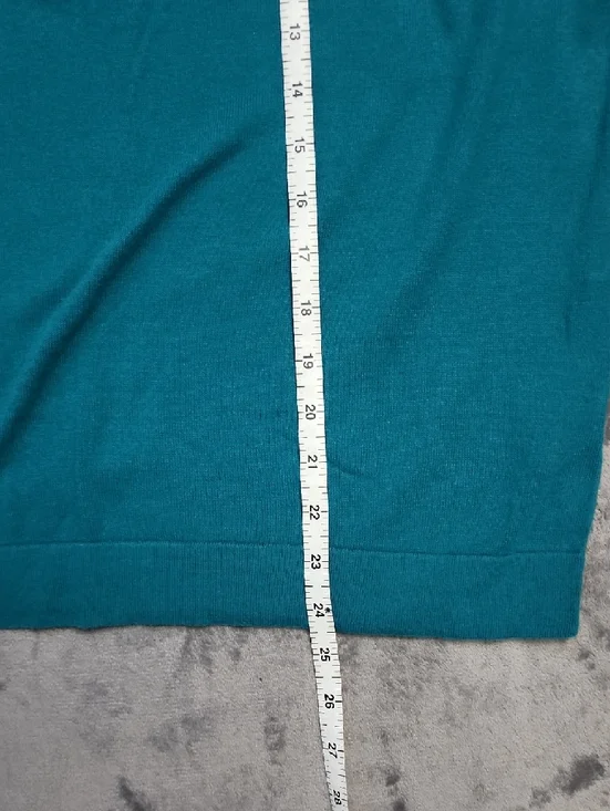 Women's Teal Ruffle-Neck Crewneck Sweater - Picture 6 of 7